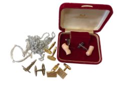 A small quantity of costume jewellery including cuff links, bracelet,