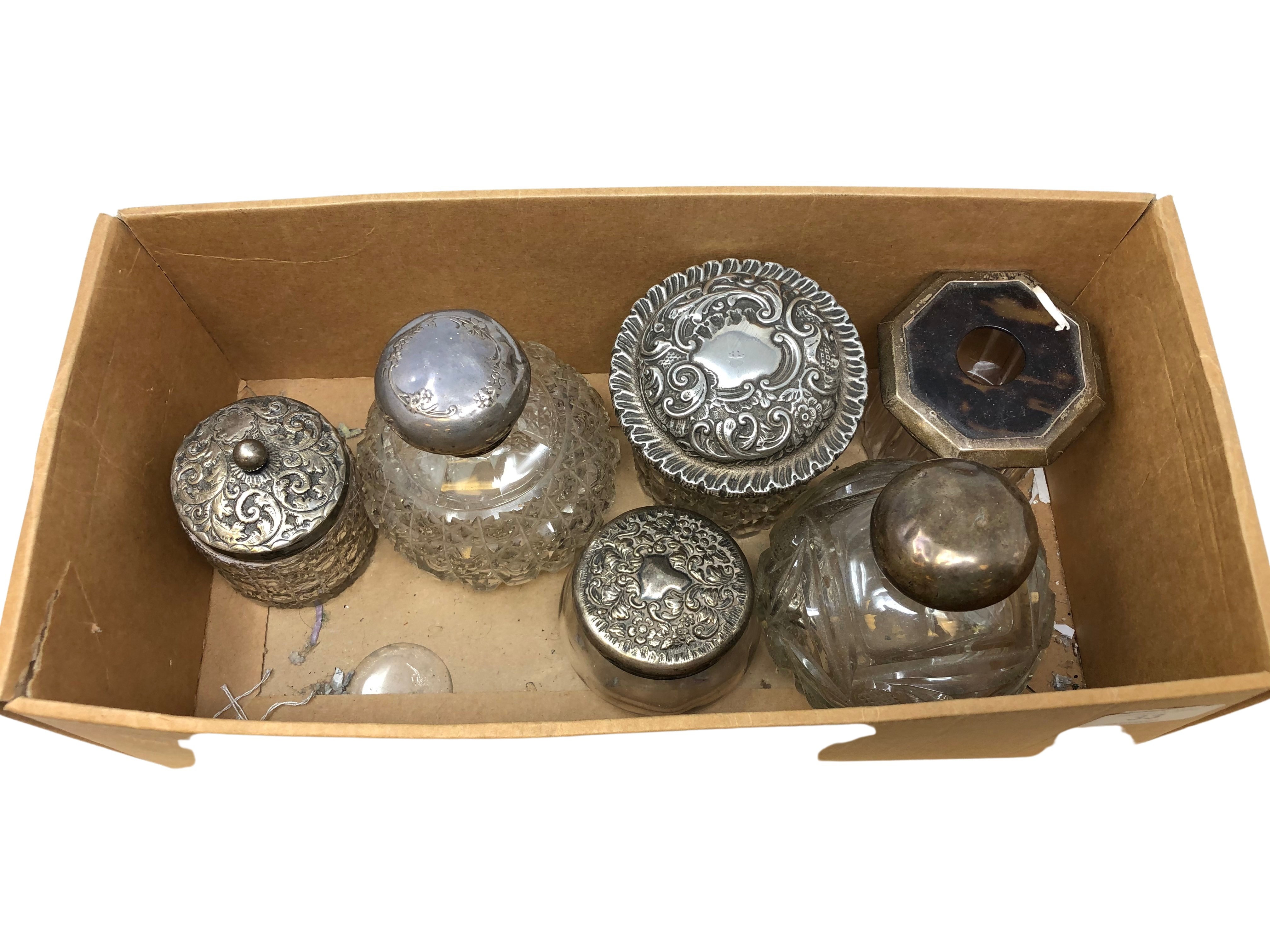 Assorted silver including heavy lidded jar etc.