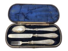 A boxed three piece Victorian silver Christening set by John Gilbert CONDITION REPORT: