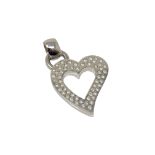 A heavy white gold heart pendant set with 57 diamonds, approx. 2.