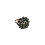 A 14ct gold sapphire cluster ring (one stone deficient),