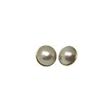 A pair of yellow gold mounted mabe pearl earrings CONDITION REPORT: One lacks post