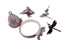 Silver and white metal jewellery to include dress ring,