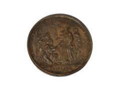 A rare French bronze medallion by Duvivier dated 1775