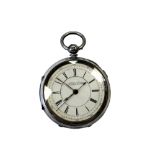 A large silver chronograph pocket watch, David Falk,