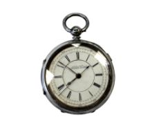 A large silver chronograph pocket watch, David Falk,