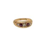 An antique 18ct gold ruby and diamond ring, size M CONDITION REPORT: 4.