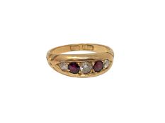 An antique 18ct gold ruby and diamond ring, size M CONDITION REPORT: 4.