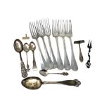 A quantity of cutlery including heavy forks, all items stamped 84. 830 835 and 800.