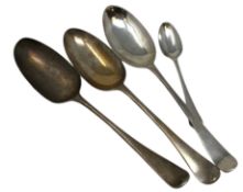 Four heavy Georgian silver spoons