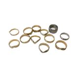 Twelve brass sample wedding bands