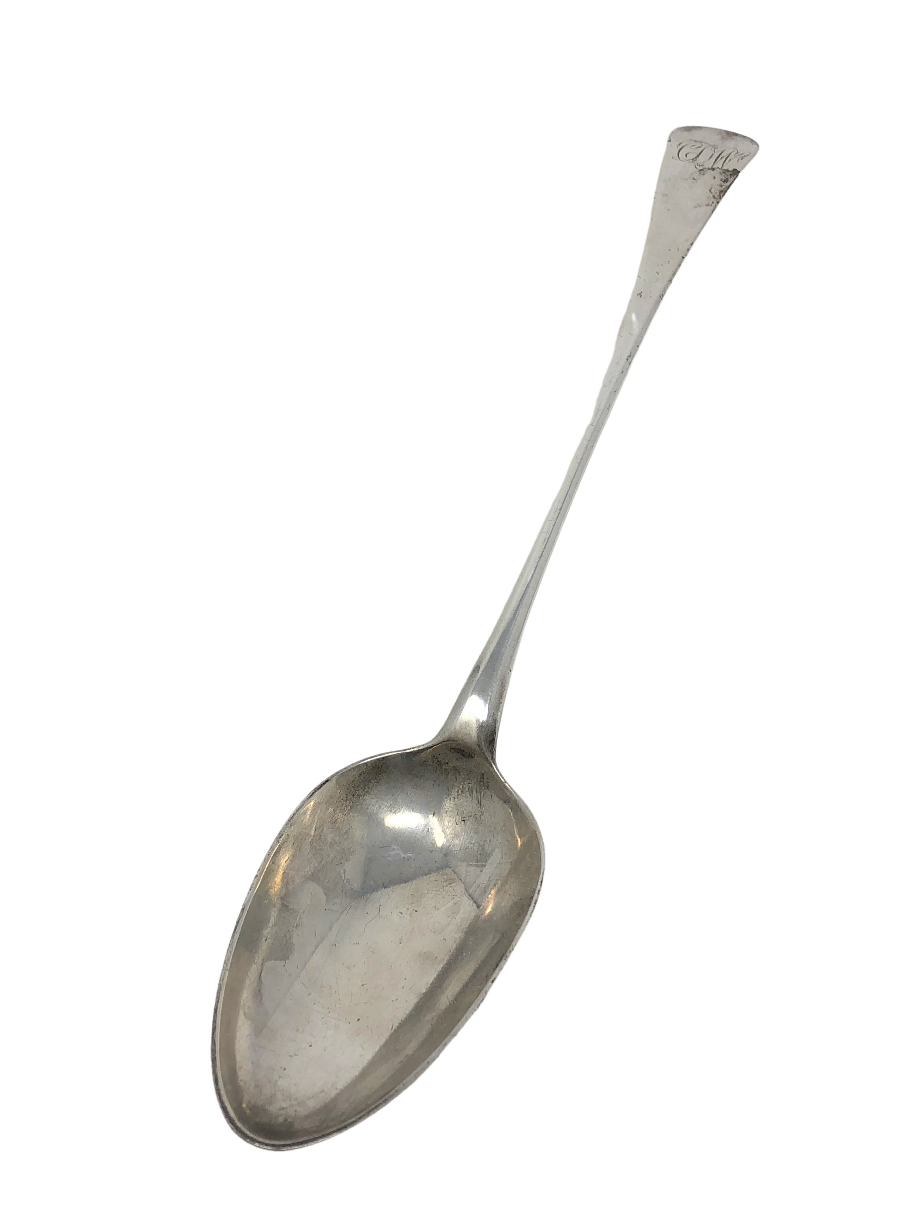 A Georgian silver basting spoon by Langlands & Robertson of Newcastle, length 30 cm.