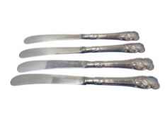 Four silver handled cake knives