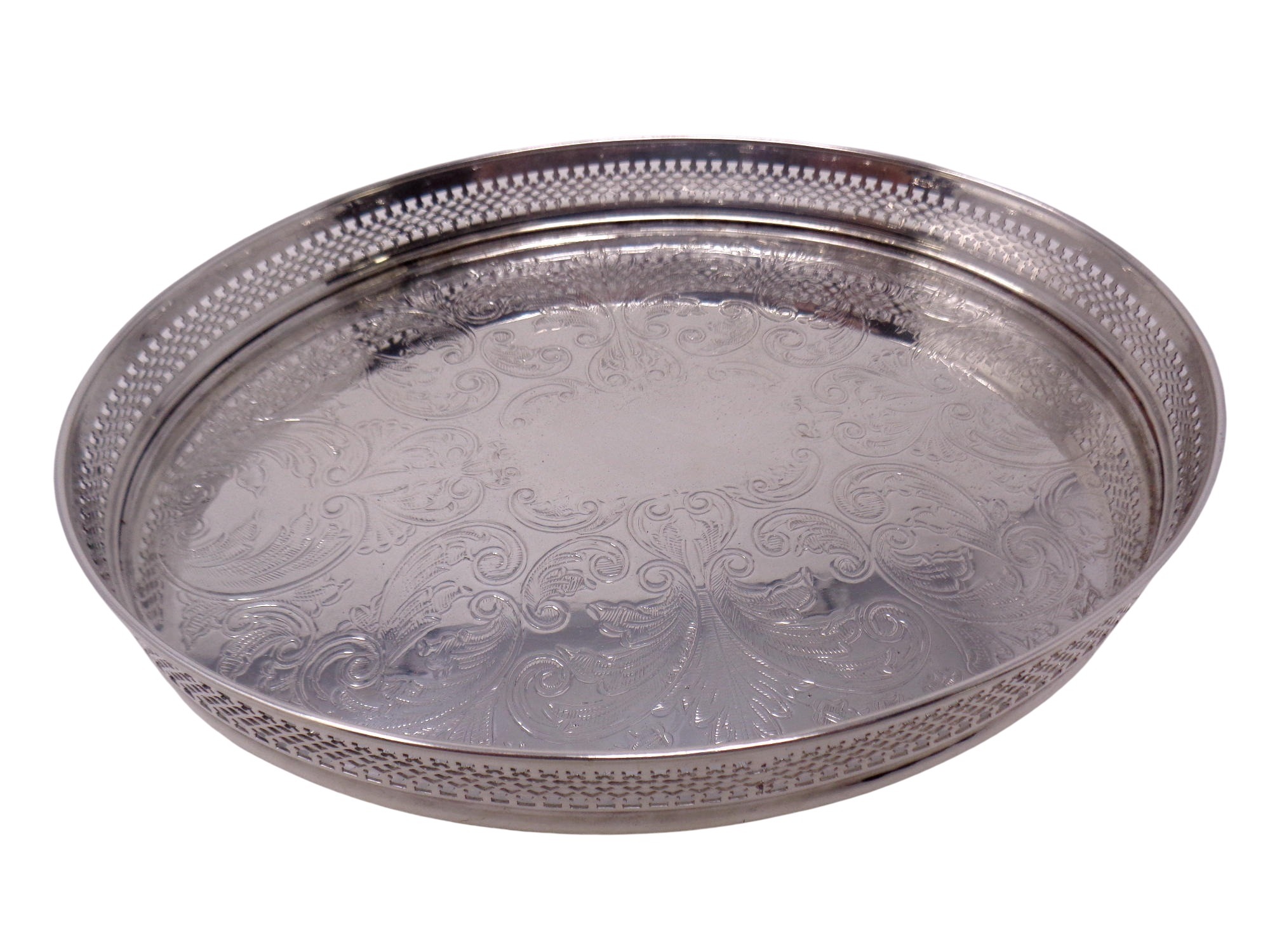A cavalier silver plated galleried wine coaster