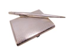 A silver card case together with propelling pencil