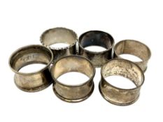 Six assorted silver napkin rings CONDITION REPORT: 90.