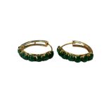 A pair of high carat gold jade earrings CONDITION REPORT: 4.