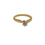 An 18ct gold solitaire diamond ring, approx. 0.2 carat, size N CONDITION REPORT: 3.