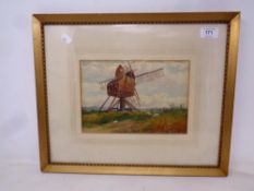 J W Smith (19th/20th Century) : The Weather-Beaten Windmill, watercolour, signed, dated 1927,