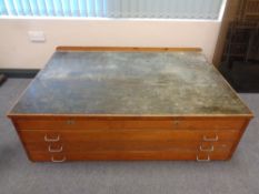 An early 20th century low plan chest CONDITION REPORT: 136cm wide by 95cm deep by