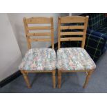 Six pine ladder backed dining chairs