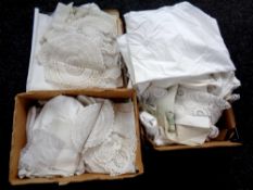 Three boxes of 20th century linen