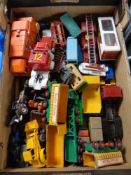 A box of 20th century play-worn die cast vehicles to include Corgi and Matchbox