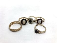 Five 9ct gold dress rings. (5) CONDITION REPORT: 11.5g gross.