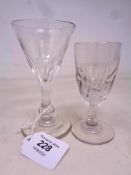 Two antique toasting glasses (2)