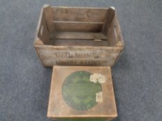 A vintage wooden crate marked Geo Monro, Covent Garden,