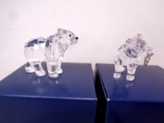 Two Swarovski crystal bear ornaments,