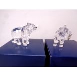 Two Swarovski crystal bear ornaments,