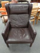 A mid 20th century Danish brown leather chair