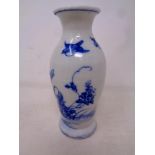 Two Chinese glazed porcelain blue and white vases. Height 13.