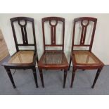 Three Arts & Crafts bergere seated bedroom chairs