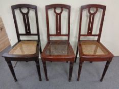 Three Arts & Crafts bergere seated bedroom chairs