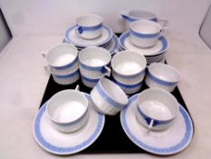 Thirty-one pieces of Royal Copenhagen blue and white tea china