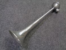 A Groves Products Ltd chromed gramophone horn,