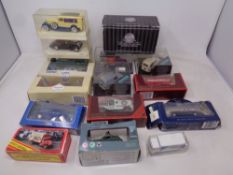 A box of boxed die cast vehicles - Matchbox, Corgi Mail van,