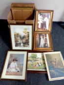 A box of large quantity of assorted framed prints and picture frames