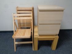 Three folding kitchen chairs,