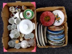 Two boxes of a large quantity of assorted collector's cabinet plates, commemorative tea ware,