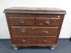 A 19th century pine and mahogany four drawer chest