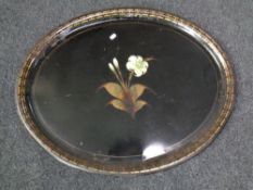 A 19th century hand painted tin tray