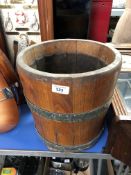 An oak coopered barrel planter,