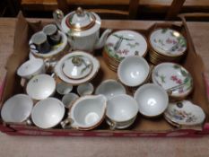 A box of Japanese tea service, Japanese coffee cans, part Royal Vale tea service,