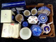 A box of a quantity of Ringtons ceramics to include cathedral caddy, bridges bowl,