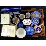 A box of a quantity of Ringtons ceramics to include cathedral caddy, bridges bowl,