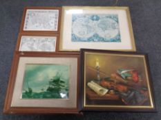 Three framed maps of the new world,