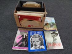 A box of vinyl LP records and 78's including jazz, Ella Fitzgerald,